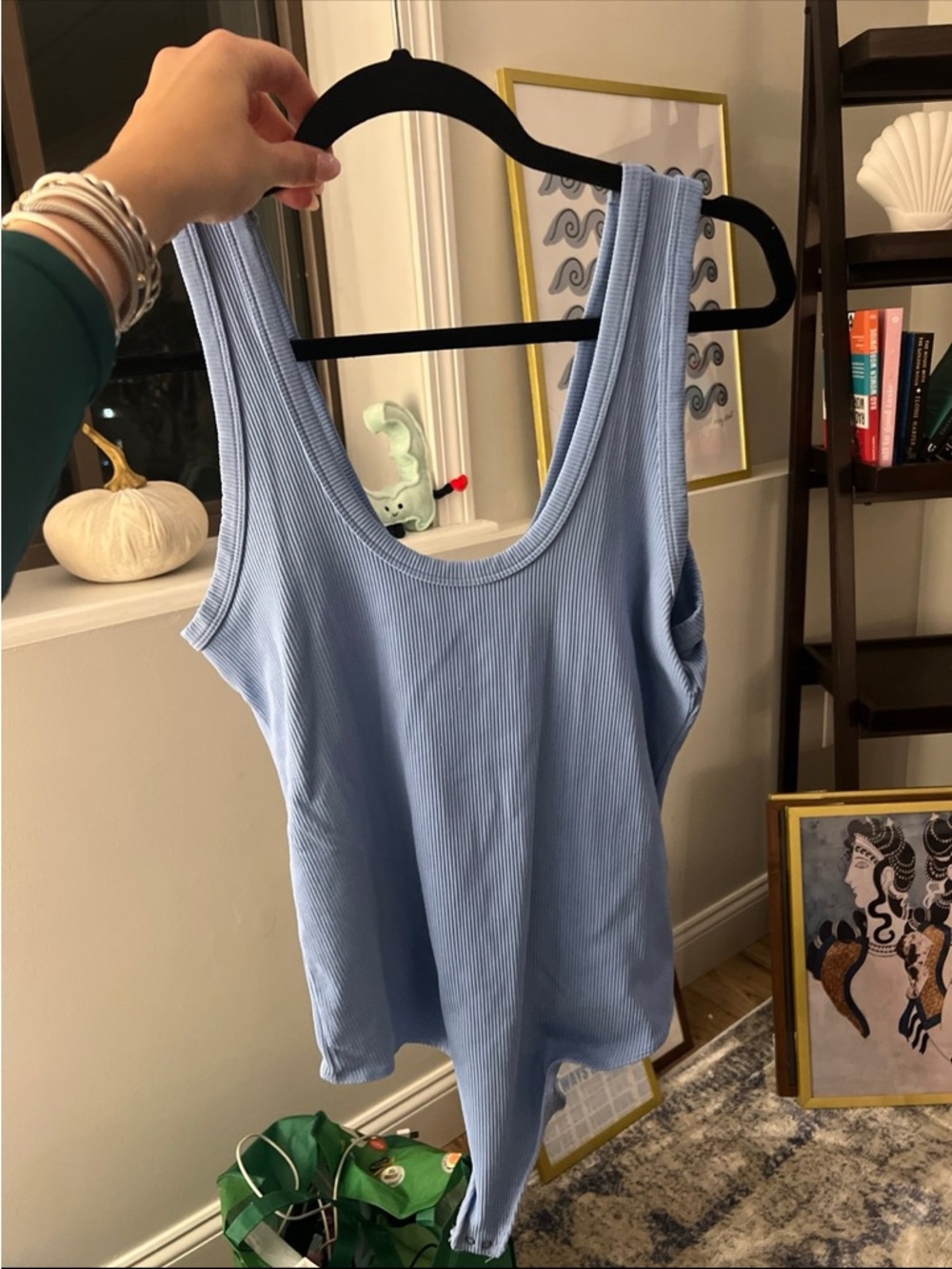 Abercrombie & Fitch Light Blue Ribbed Tank Bodysuit